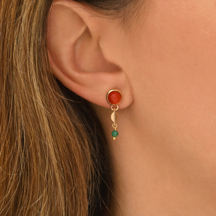 Pendientes Babylone de cornalina y ágata - naranja
