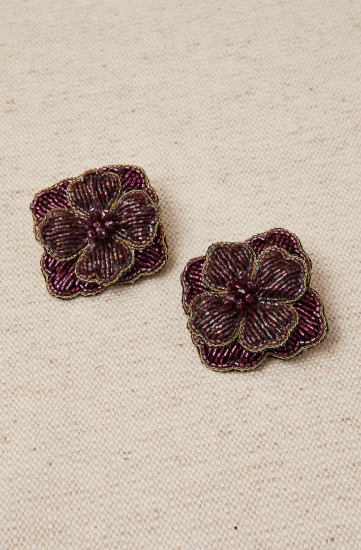 Pendientes cortos gran flor, 2 colores.