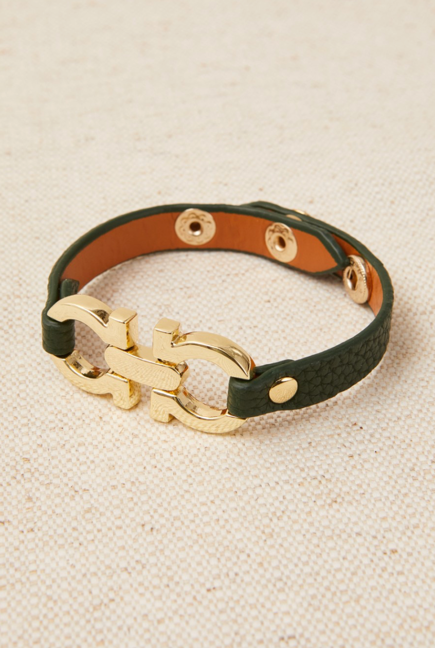 Pulsera piel eslabón 2 colores.