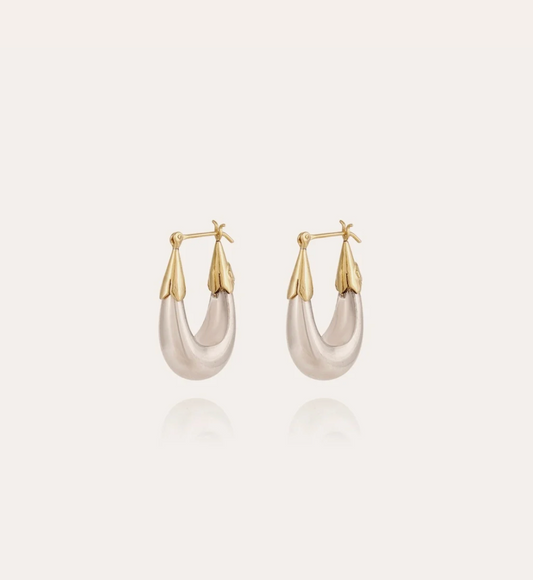 Pendientes Ecume tamaño pequeño plata bicolor