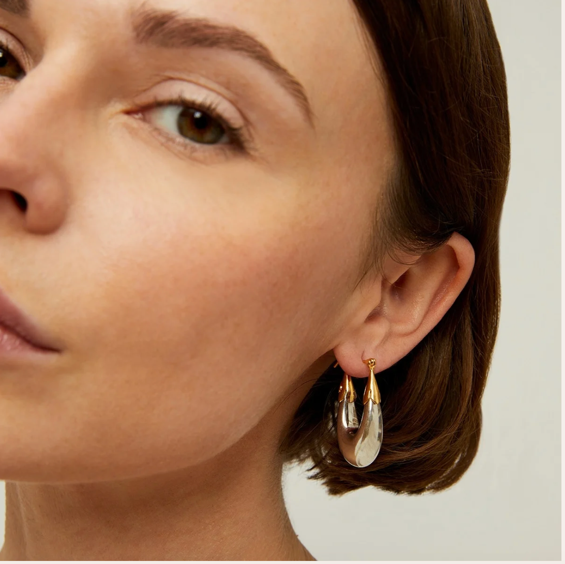 Pendientes Ecume tamaño pequeño plata bicolor