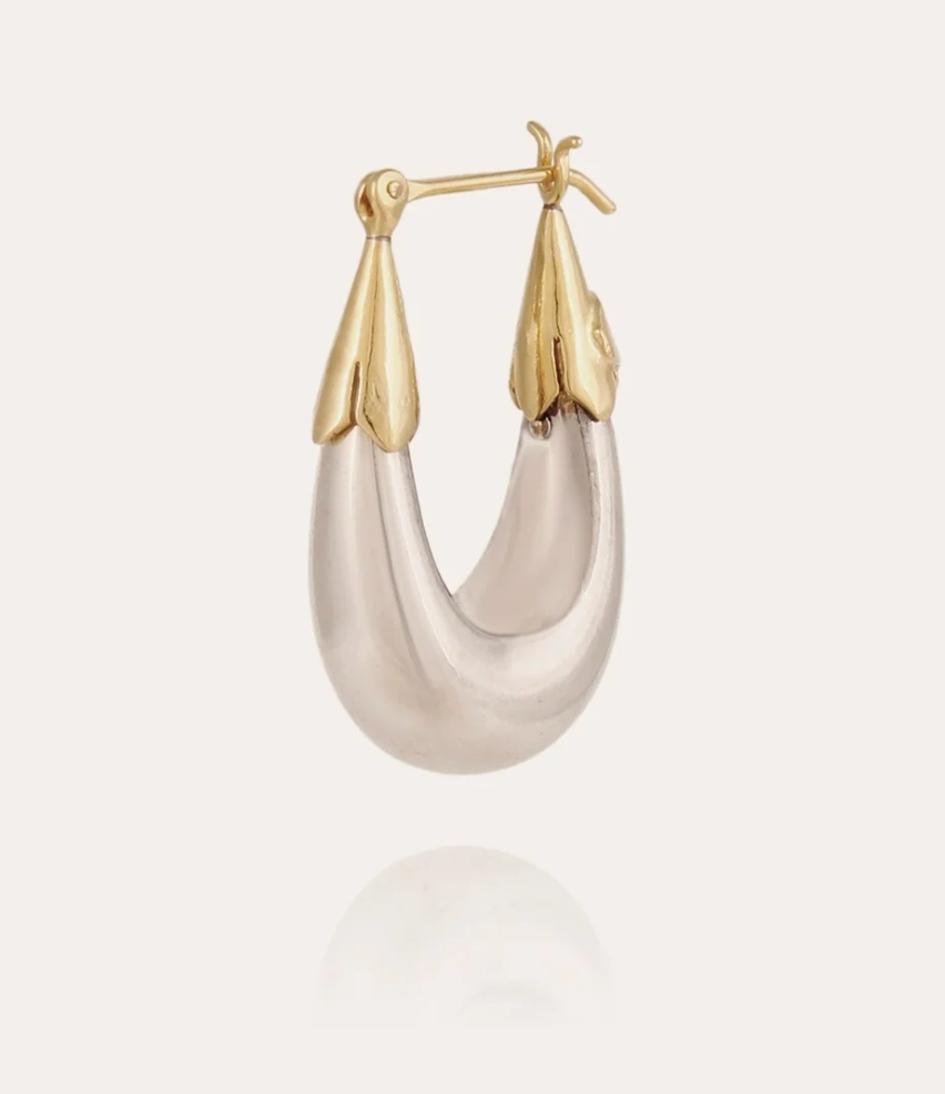 Pendientes Ecume tamaño pequeño plata bicolor