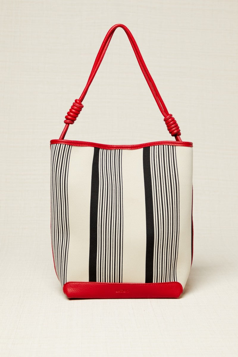Bolso maxi shopper rayas rojo