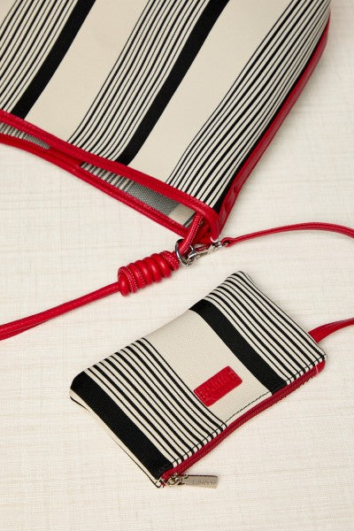 Bolso maxi shopper rayas rojo