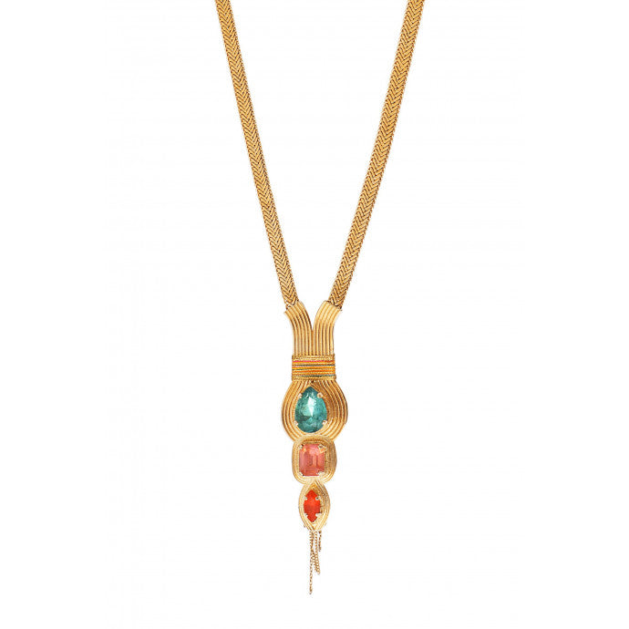 Collar Metallic Threads Crystal long necklace - Multicoloured