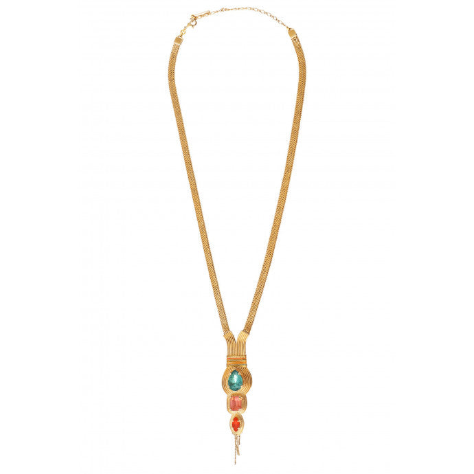 Collar Metallic Threads Crystal long necklace - Multicoloured