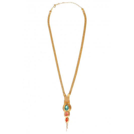 Collar  Metallic Threads Crystal long necklace - Multicoloured