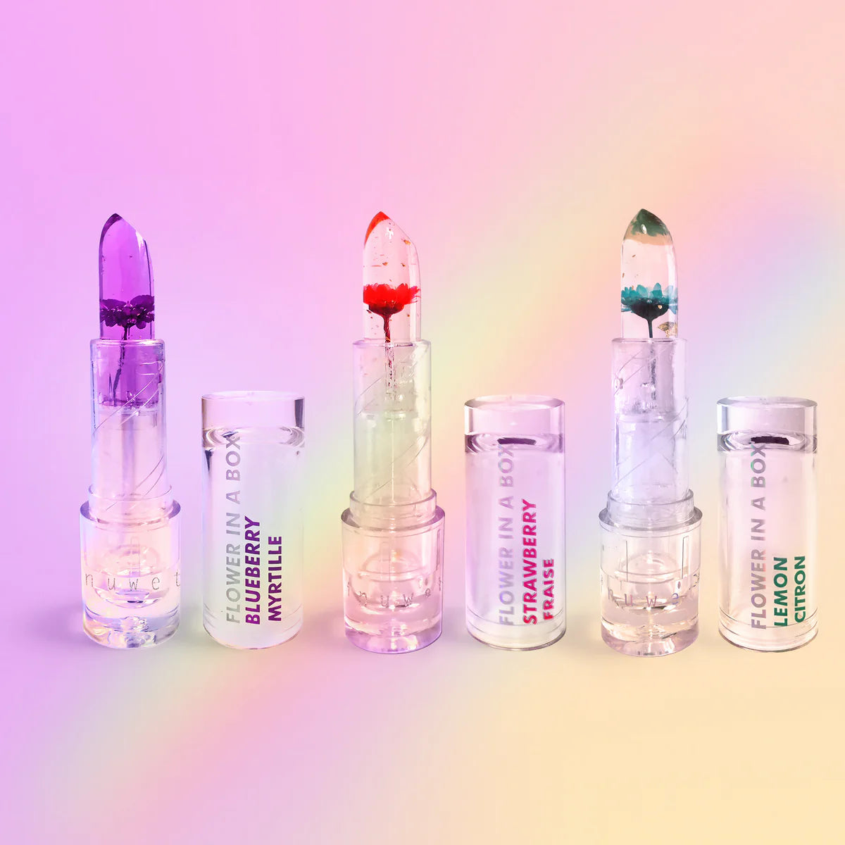 Labial Brillante Flor en Caja- Limón - Turquesa