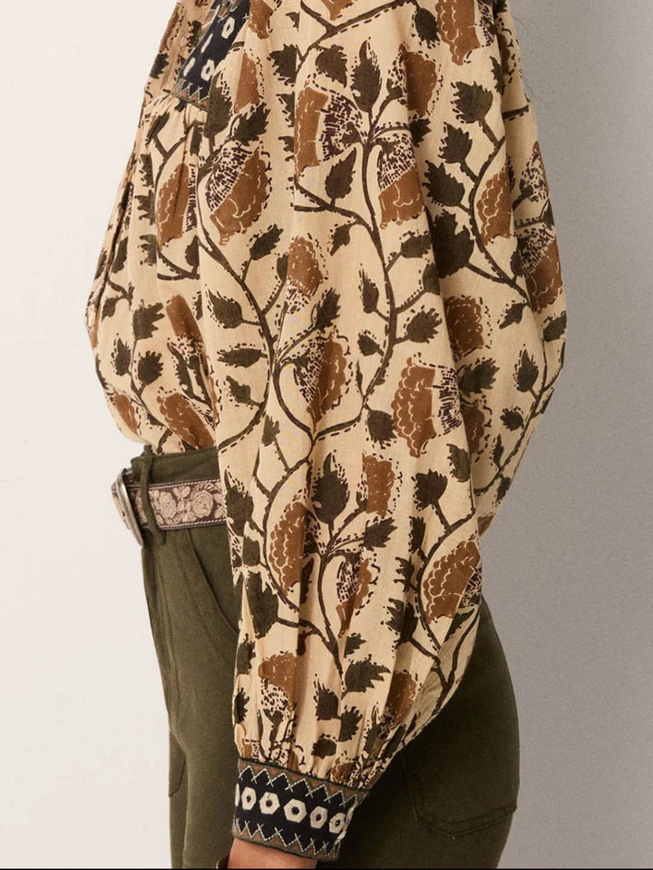 Amelia Blouse - Khaki Forest