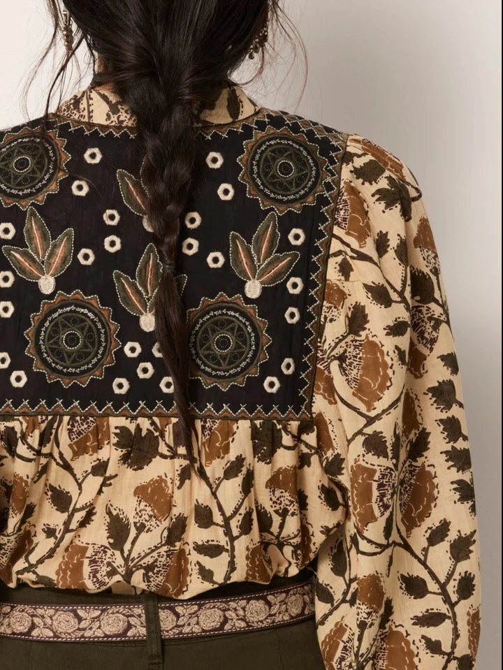 Amelia Blouse - Khaki Forest