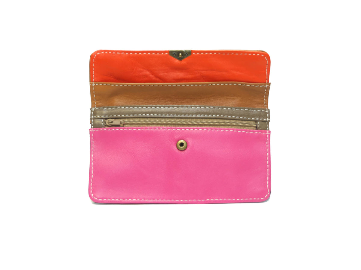 Cartera de cuero con múltiples bolsillos Pm4017: Rose/rouge