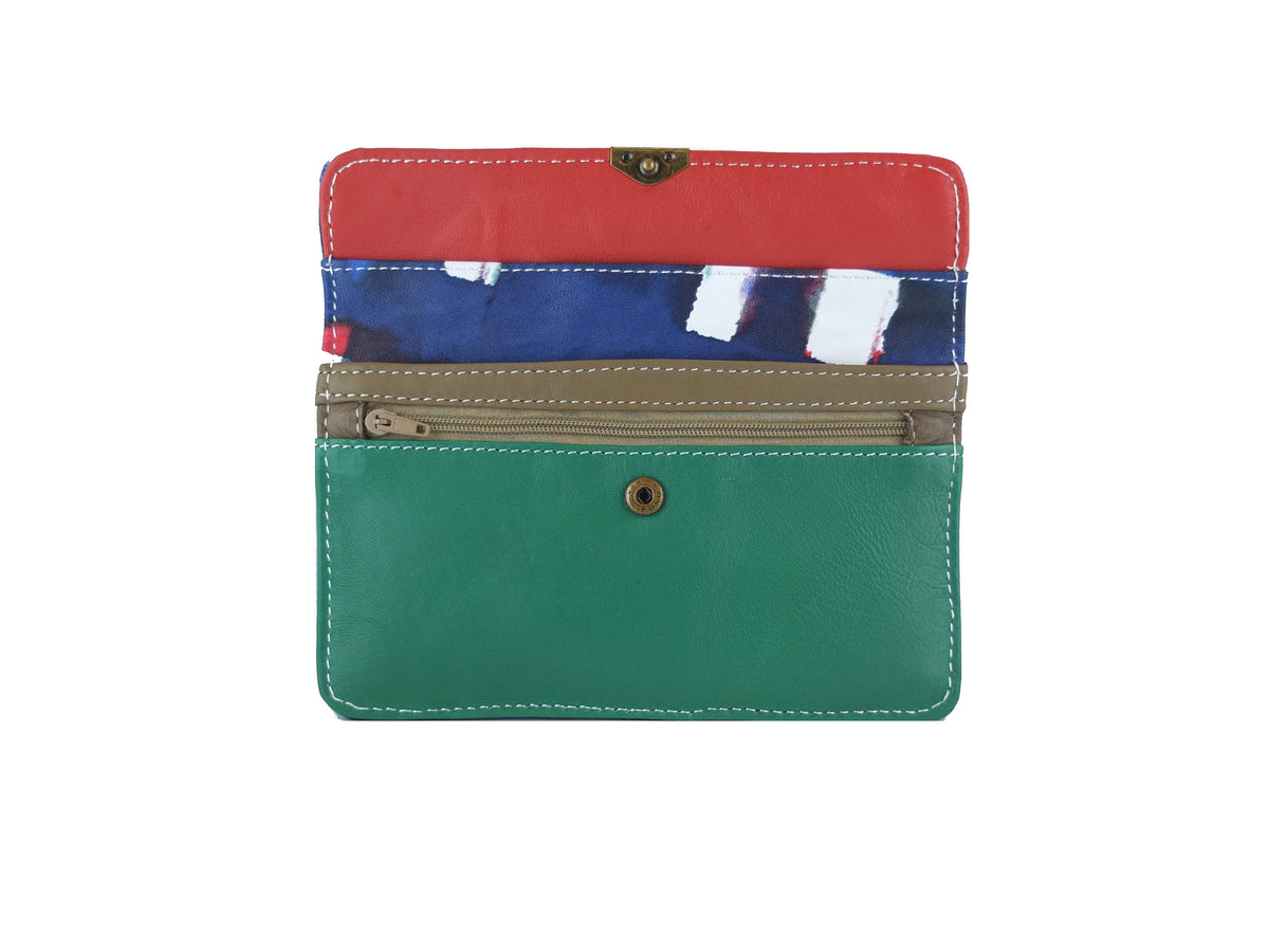 Cartera de cuero con múltiples bolsillos Pm4017: Rose/vert