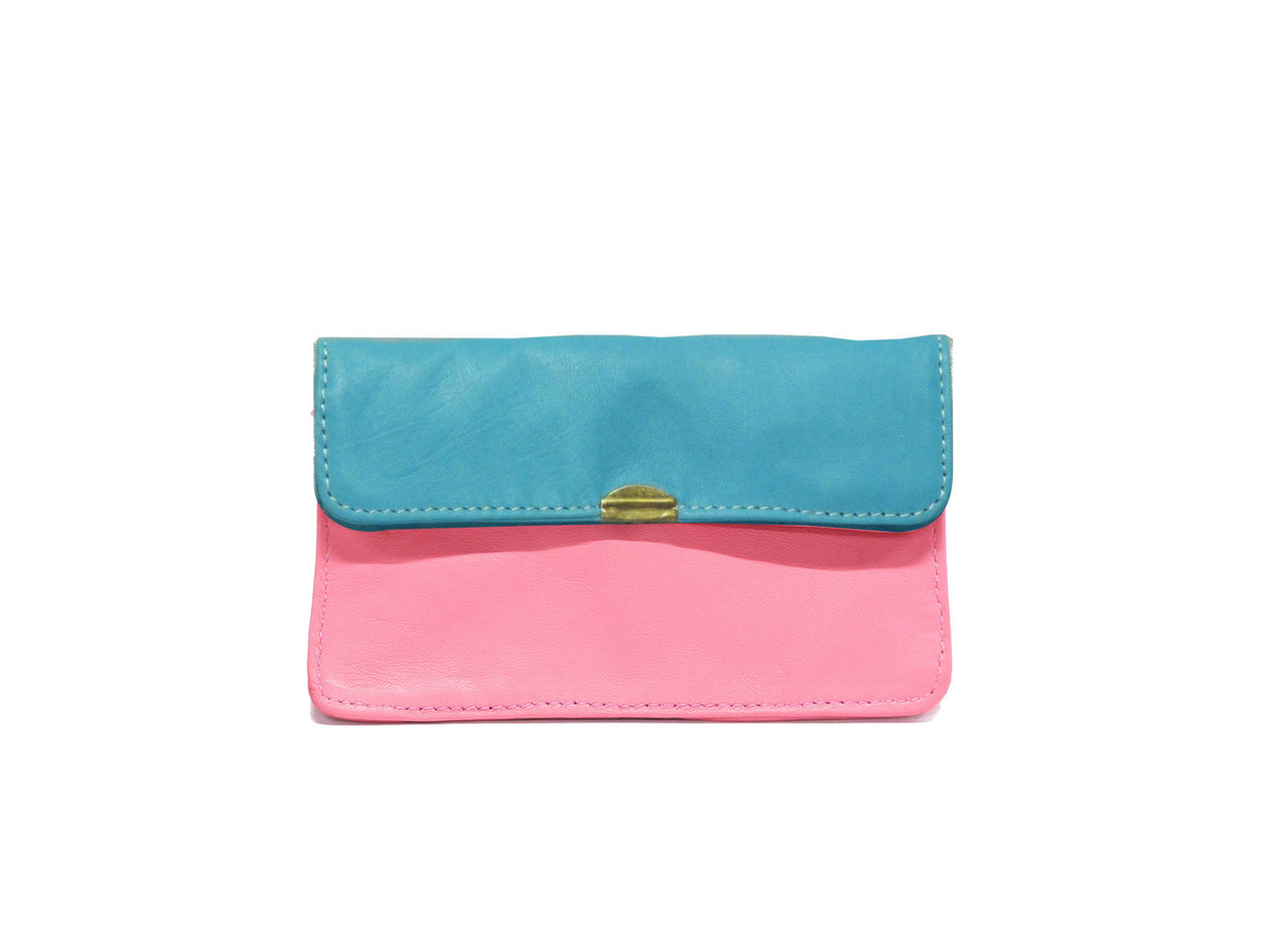 Cartera de cuero con múltiples bolsillos Pm4017: Rose/vert