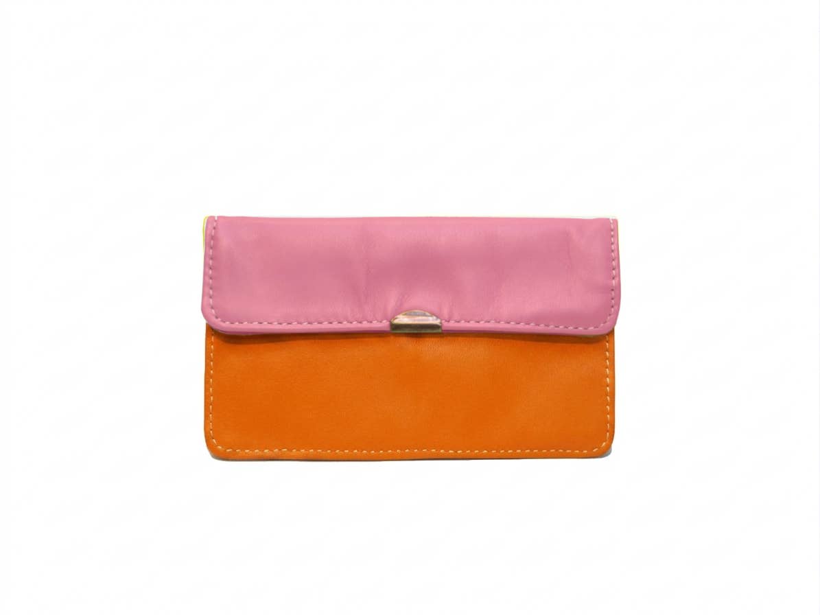 Cartera de cuero con múltiples bolsillos Pm4017: Rose/vert