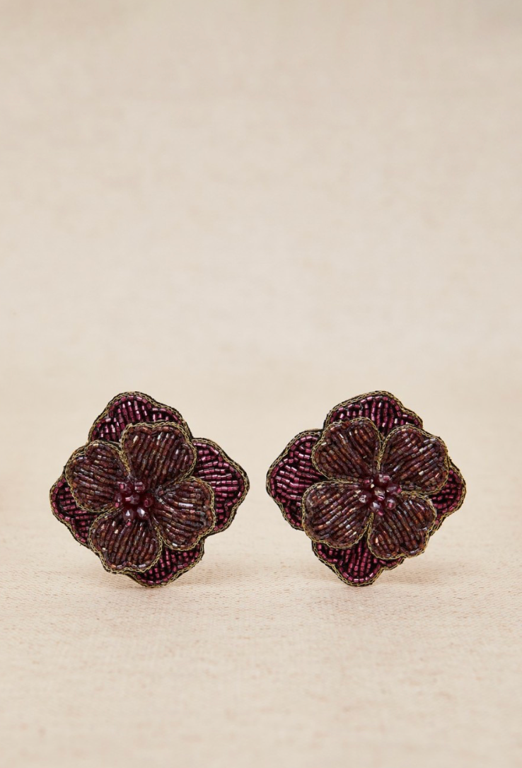 Pendientes cortos gran flor, 2 colores.