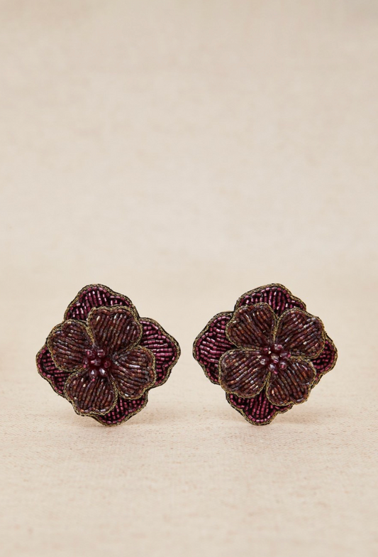Pendientes cortos gran flor, 2 colores.