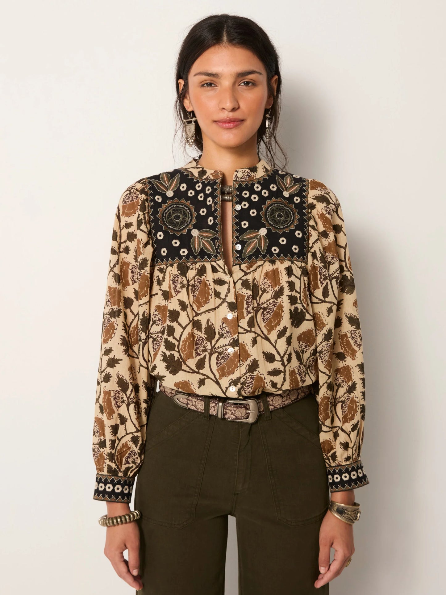 Amelia Blouse - Khaki Forest