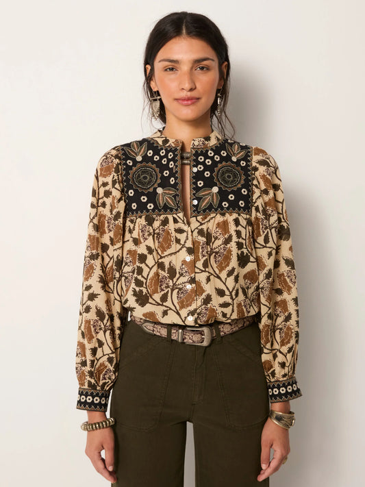 Amelia Blouse - Khaki Forest