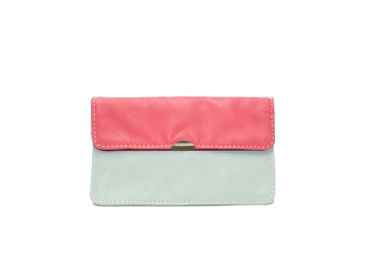 Cartera de cuero con múltiples bolsillos Pm4017: Rose/vert