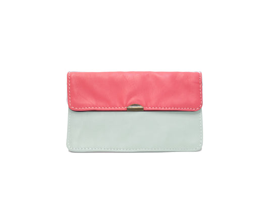 Cartera de cuero con múltiples bolsillos Pm4017: Rose/vert