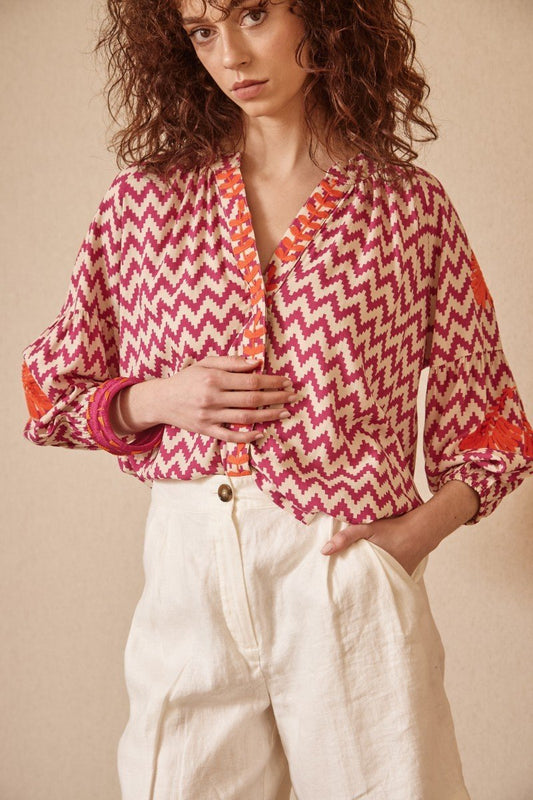 Blusa zigzag bordada, 2 Colores