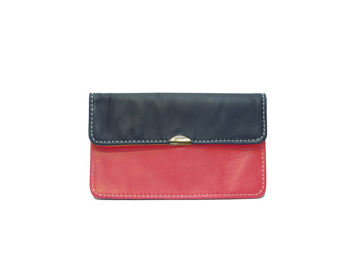 Cartera de cuero con múltiples bolsillos Pm4017: Rose/vert