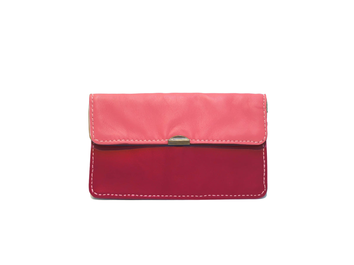 Cartera de cuero con múltiples bolsillos Pm4017: Rose/vert