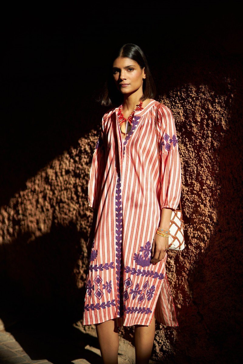 Kurta rayas bordada, 2 colores.
