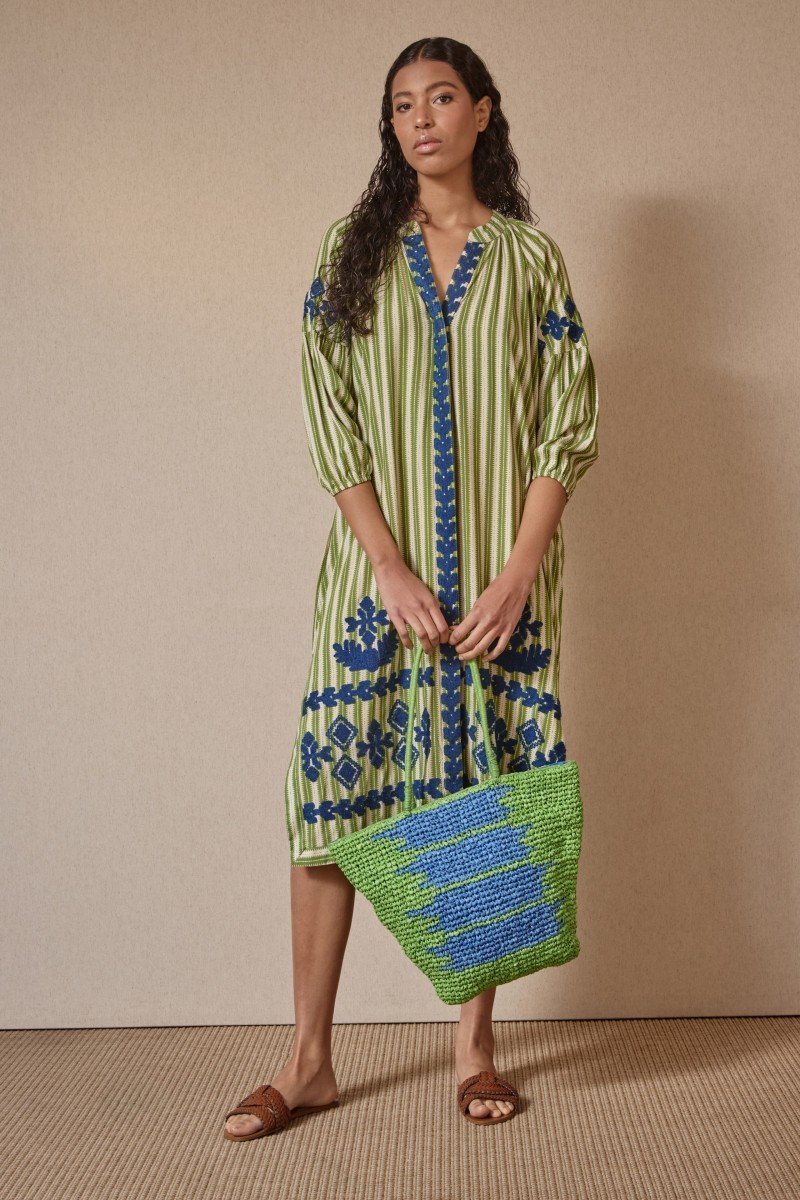 Kurta rayas bordada, 2 colores.