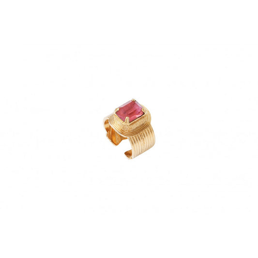 Romantic prestige crystal adjustable ring - pink